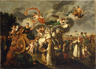 Catherine II Journeying Across Russia by Russian School